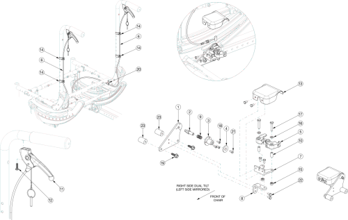 Focus Cr Dual Hand Tilt Mechanism Stroller Back parts diagram