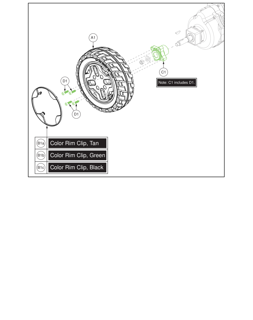 Rear Wheel Assy. Solid parts diagram