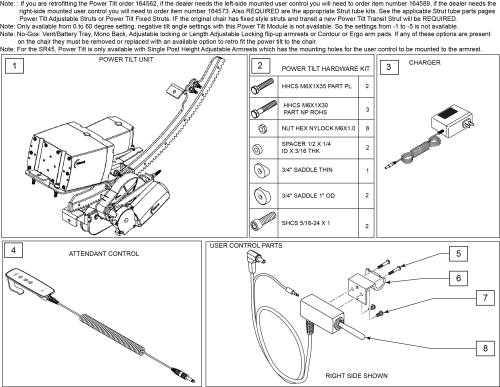 Power Tilt Retro Kit parts diagram