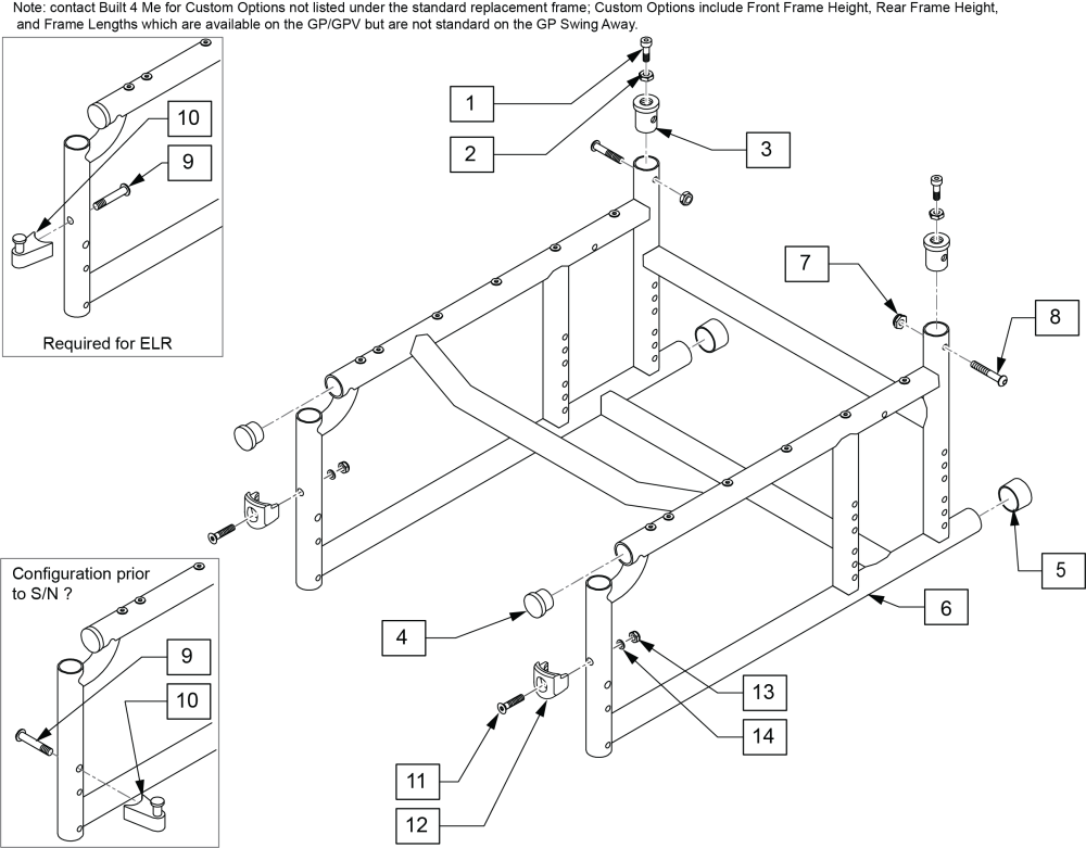 Gpsa Frame (gp Swing-away) After S/n Gp-96451 parts diagram