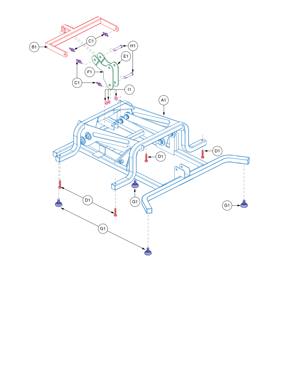 Lc200, Single Motor Lift Frame parts diagram