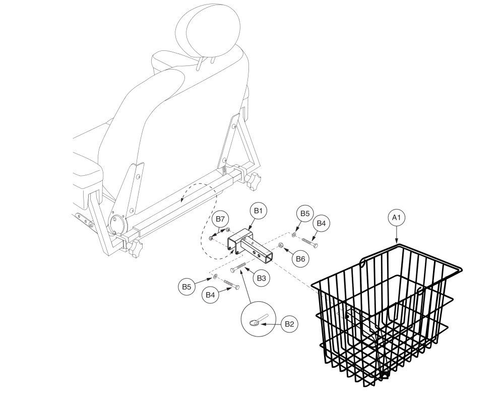 Rear Basket Assembly - Ltd Recline, Hi-back Seat parts diagram