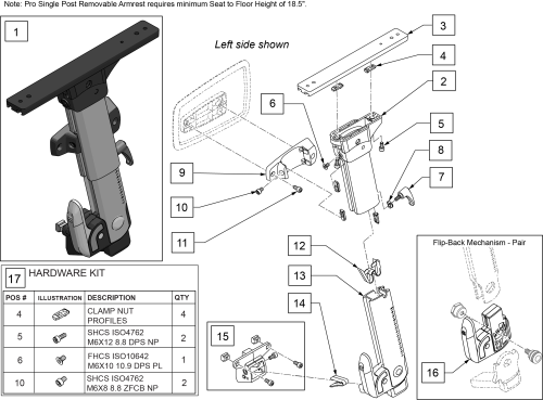 Pro Fixed Back Flip-back Armrest parts diagram