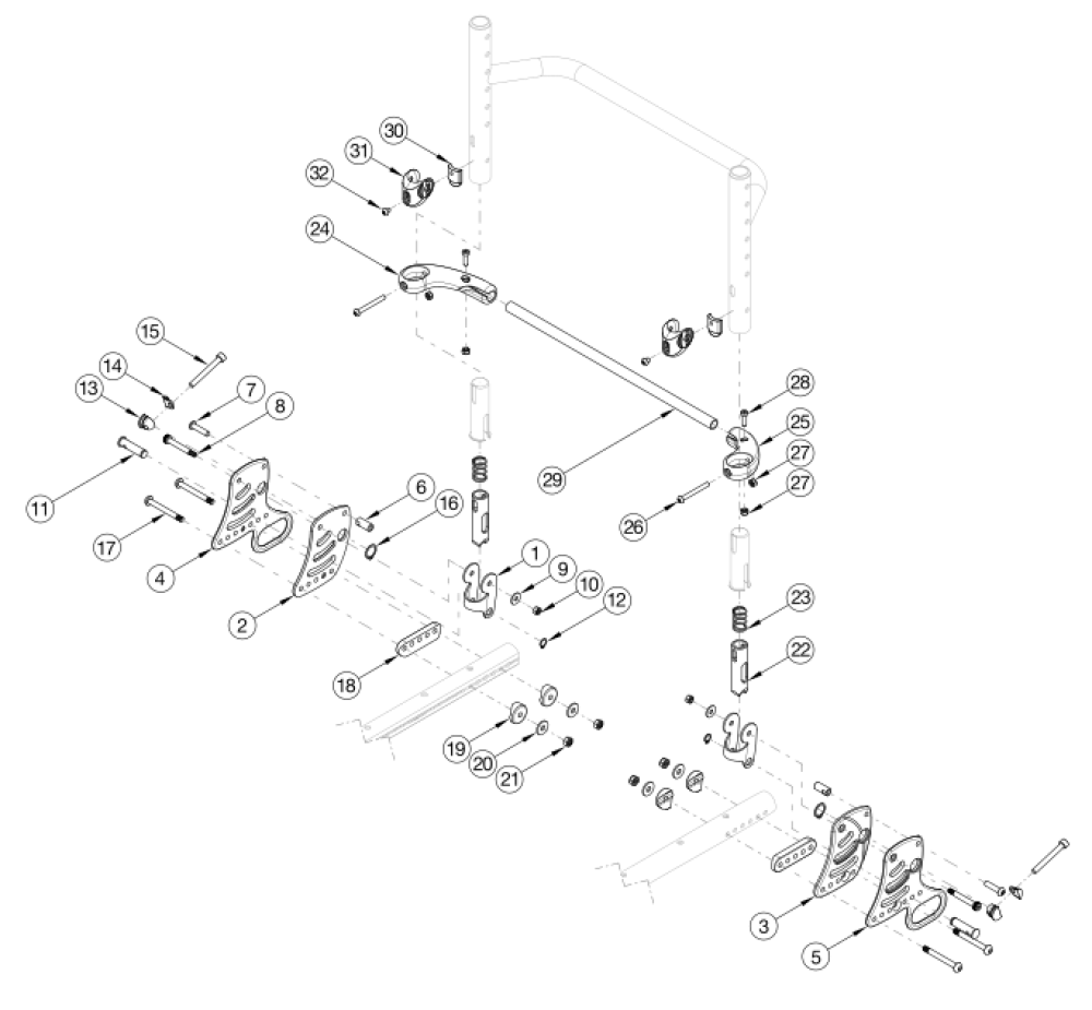 Ethos Backrest Mount And Hardware parts diagram