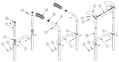 (discontinued 2) Ethos / Rogue Height Adjustable Back Post With Non-adjustable Height Rigidizer Bar parts diagram
