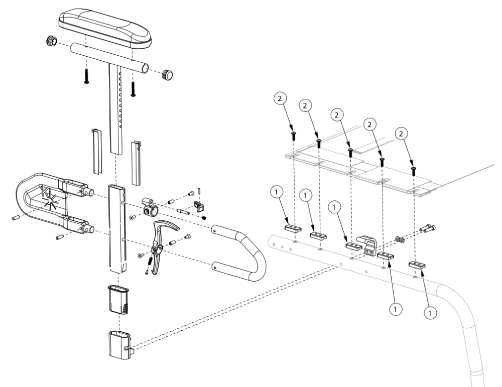 Ethos Height Adjustable T-arm - Growth parts diagram