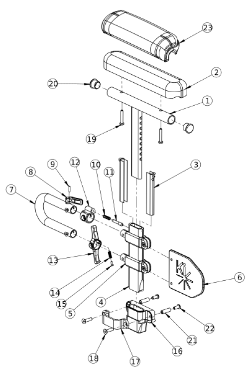 Spark Height Adjustable Low T-arm parts diagram