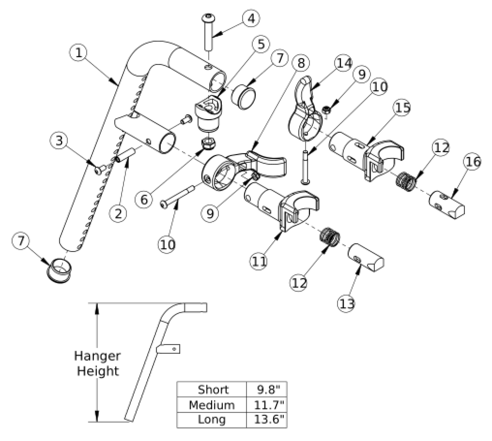 70 Degree Front Mount Hanger parts diagram