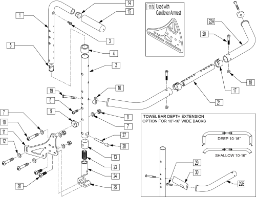Folding Backrest  W/ Adjustable Back Canes parts diagram