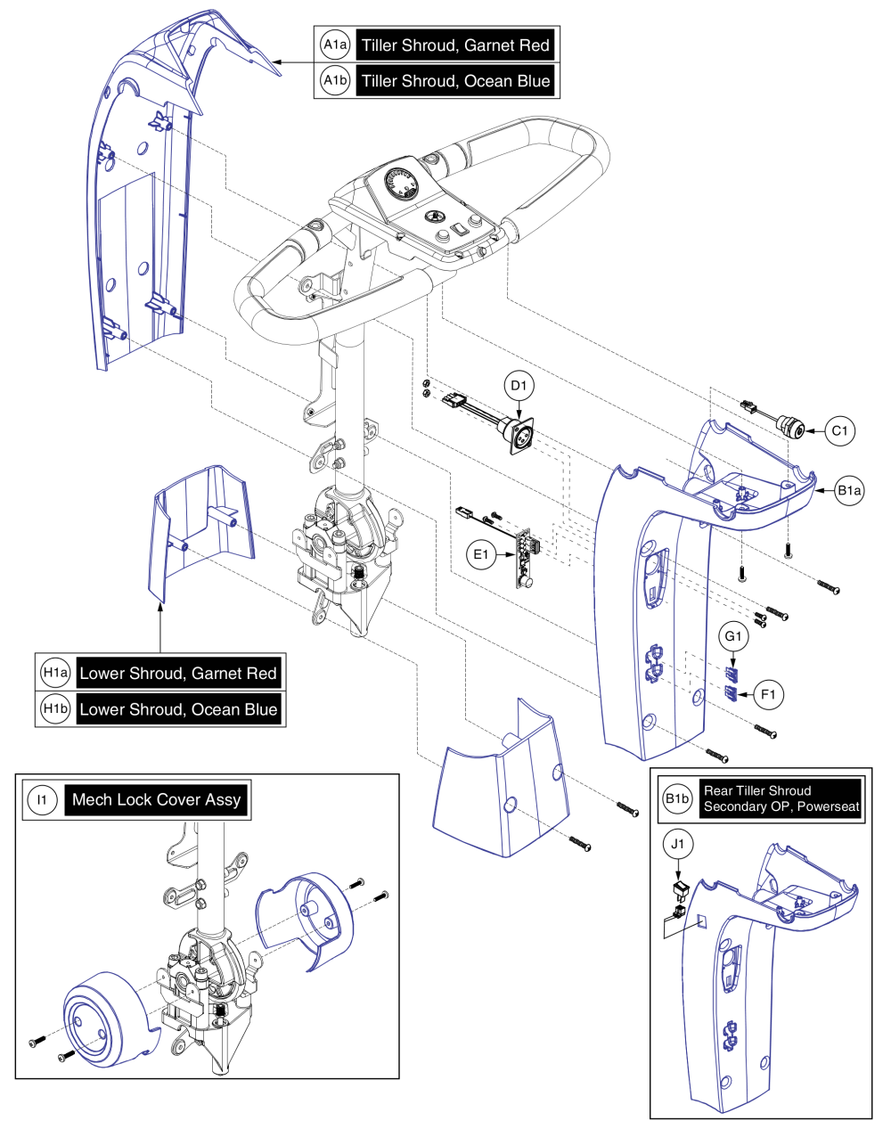 3-wheel Tiller Shroud parts diagram