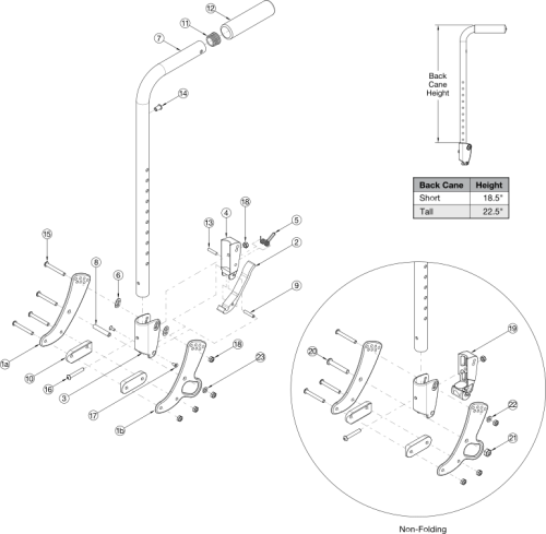Focus Cr Stroller Handle Backrest parts diagram