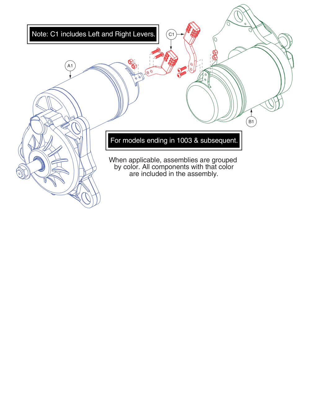 Drive Motors (for Models Ending In 1003 & Subsquent.) parts diagram