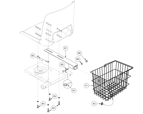 Rear Basket Assembly - Molded Plastic Seat parts diagram