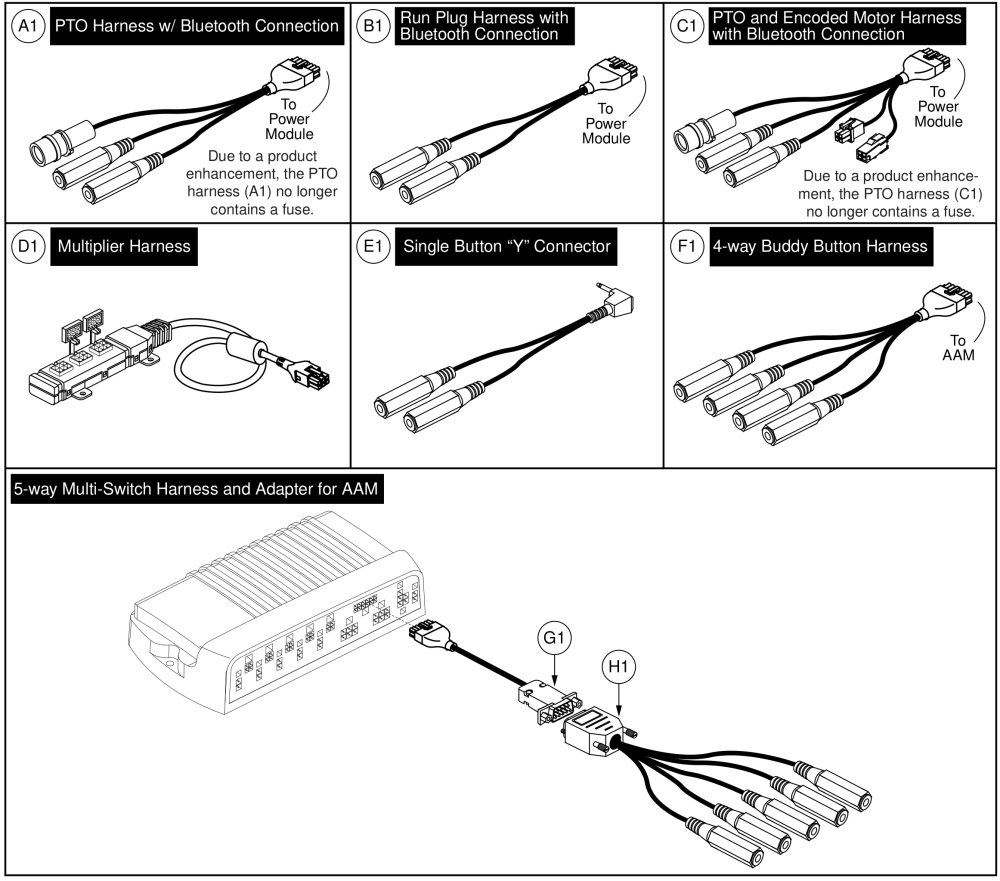 Q-logic - Multiplier, Pto W/ Bluetooth Conn, 4-way  /  5-way Multi Switch Harness / Adapter parts diagram