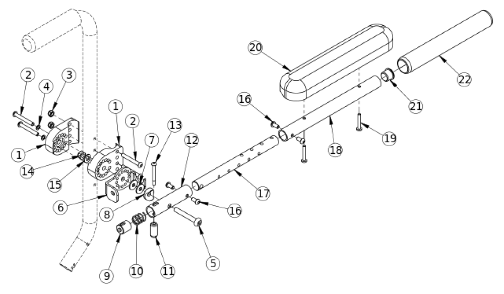 (discontinued) Angle Adjustable Locking Flip Up Extendable Armrest parts diagram