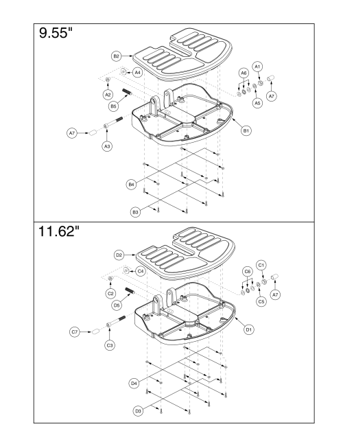 High Mount Foot Platform, Grid Style parts diagram