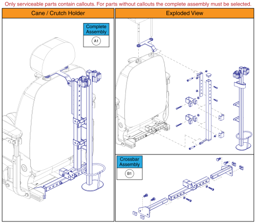 Cane / Crutch Holder, Q-captains Seat W/ Tb Flex Seat Frame parts diagram