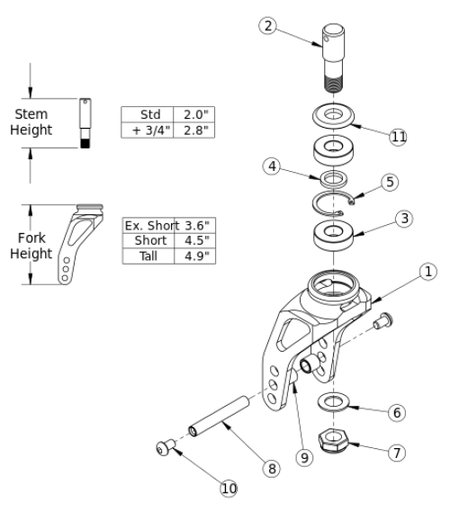 (discontinued) Clik Caster Forks And Stems parts diagram