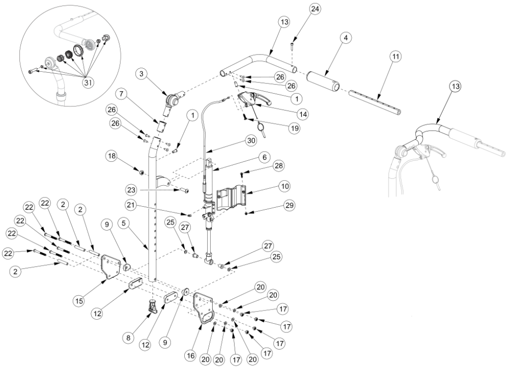 Flip Reclining Backrest parts diagram