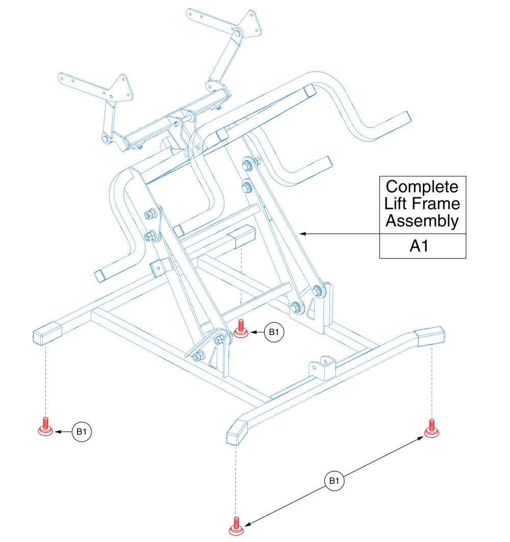 Lift Frame Assembly, Single Motor, No Logo parts diagram