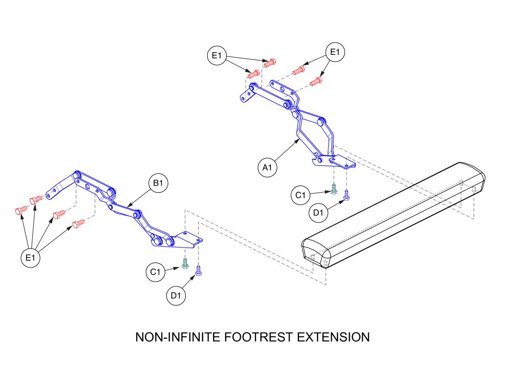 Sissor Mechanism, Footrest Extension, Fbs, Non-infinite parts diagram