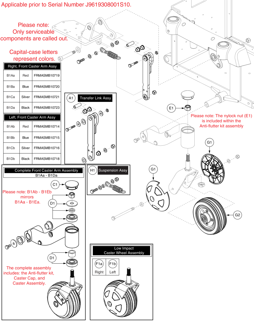 Front Caster Arm, Q6000z parts diagram