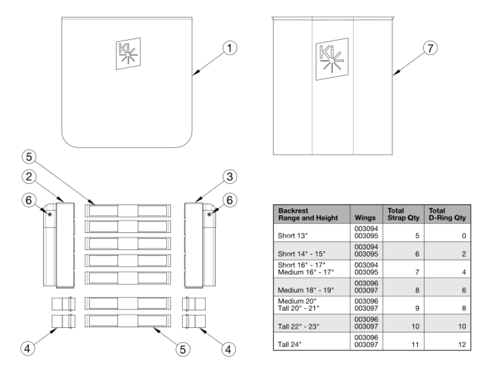 Catalyst Tension Adjustable Back Upholstery - Height Adjustable Depth Adjustable Backposts parts diagram