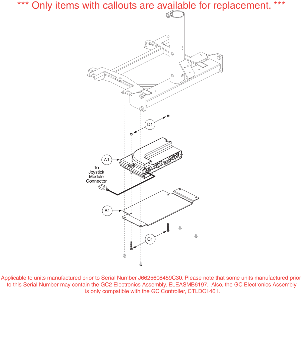 Gc Power Module, Version 1, W/ Mounting Hardware.  (prior To S/n J6625608459c30) Go-chair / Z-chair parts diagram