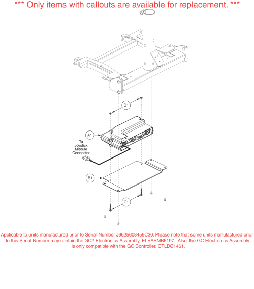 Gc Power Module, Version 1, W/ Mounting Hardware.  (prior To S/n J6625608459c30) Go-chair / Z-chair parts diagram