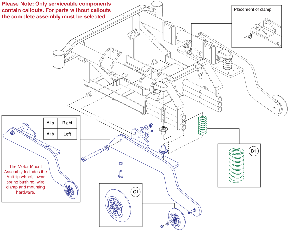 Motor Mount, Anti-tip, Suspension Assy, J/q1450 parts diagram