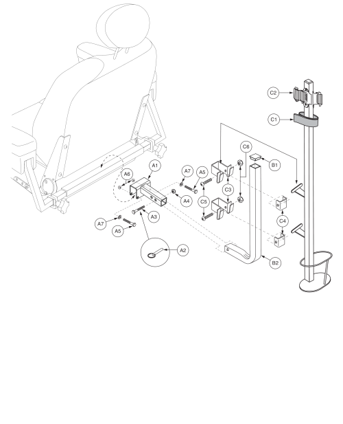 Cane / Crutch Holder - Ltd Recline, Hi-back Seat parts diagram