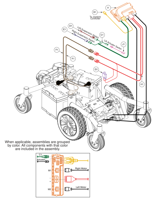 Electrical Assembly, Vr2, 1 Actuator, Jazzy Air Med parts diagram