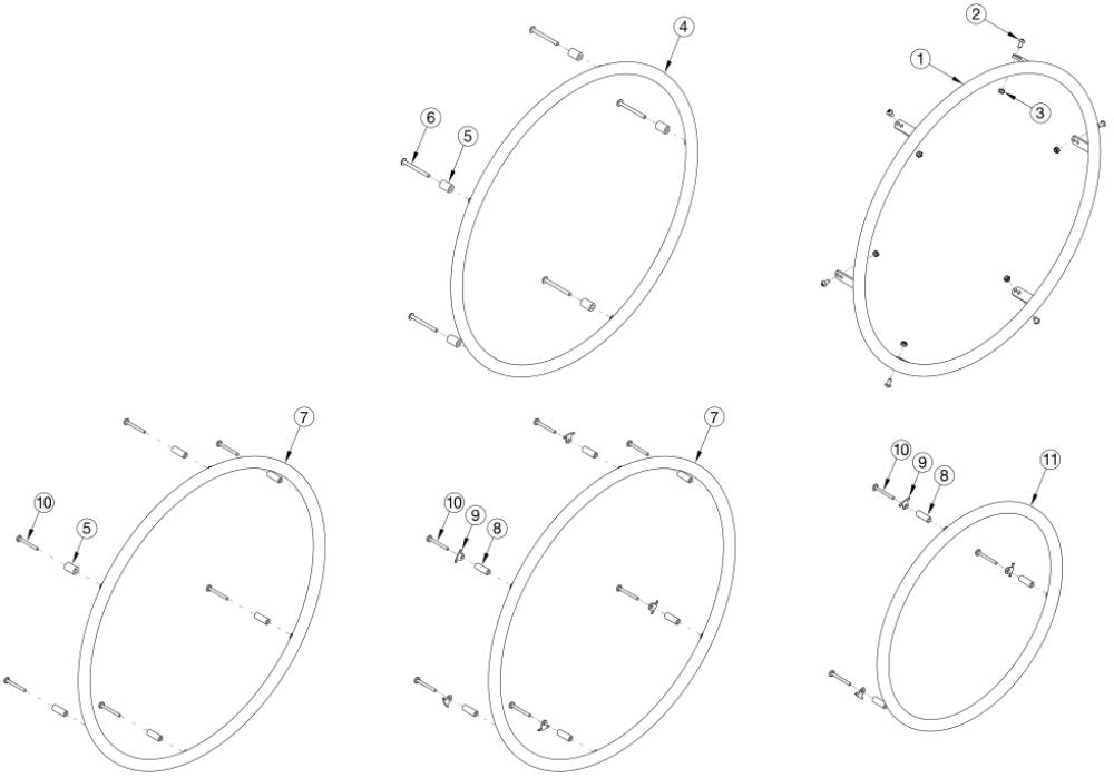 Little Wave Plastic Coated Handrim parts diagram