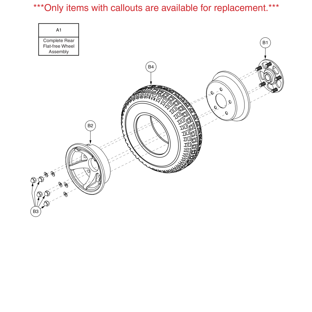 Hurricane Pmv5001 Rear Wheel Assembly - Solid parts diagram