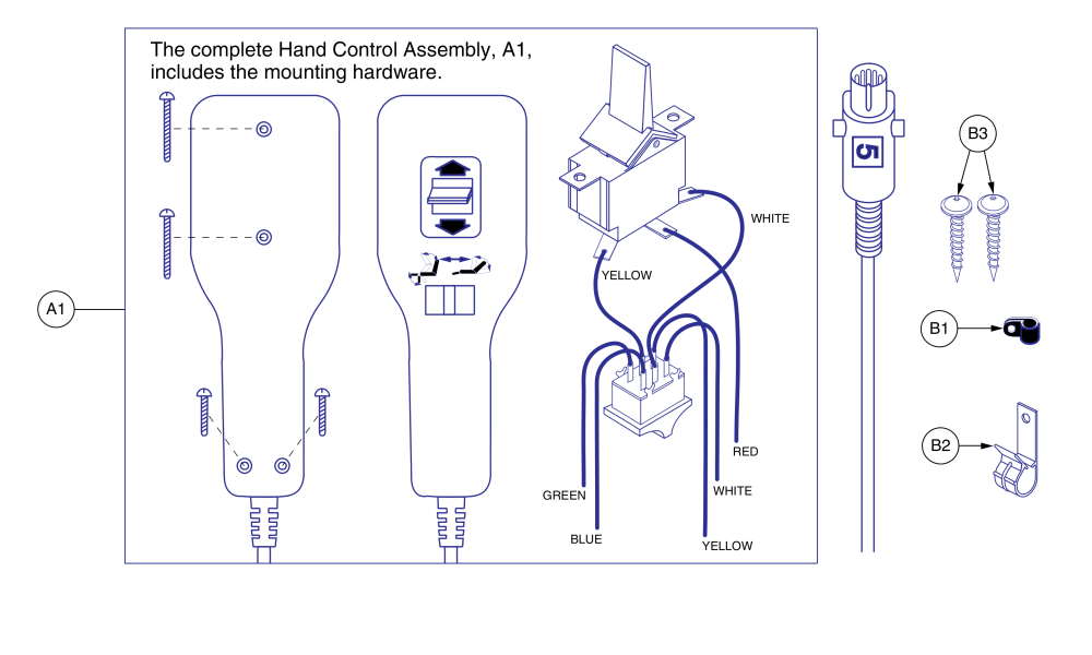 Hand Control, Infinite Motor, No Logo, W/mounting Hardware parts diagram