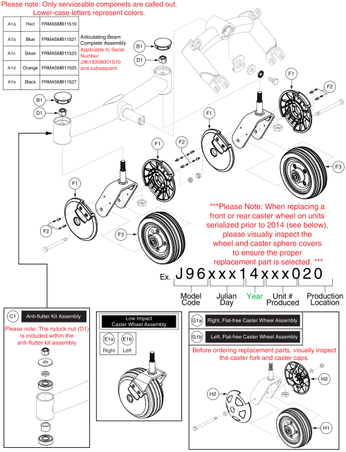 Articulating Beam, Q6000z parts diagram