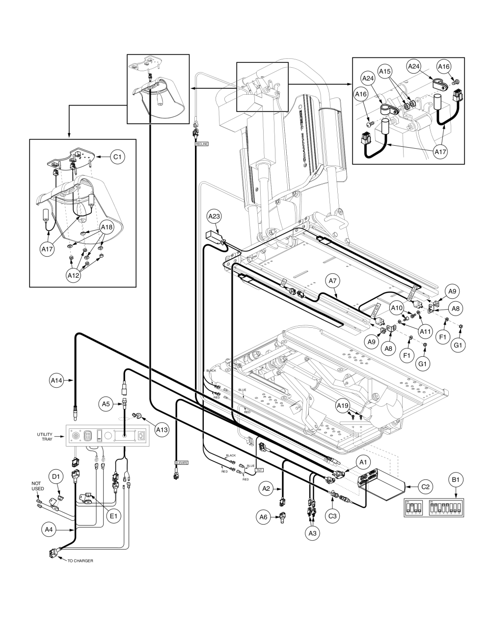 Sync Recline & Combined Legs W/ Indep Tilt & Combined Legs, Switch-it, Tb1 Electronics parts diagram