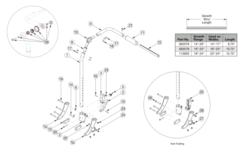 Focus Cr Fixed Height With Adjustable Handle Backrest parts diagram