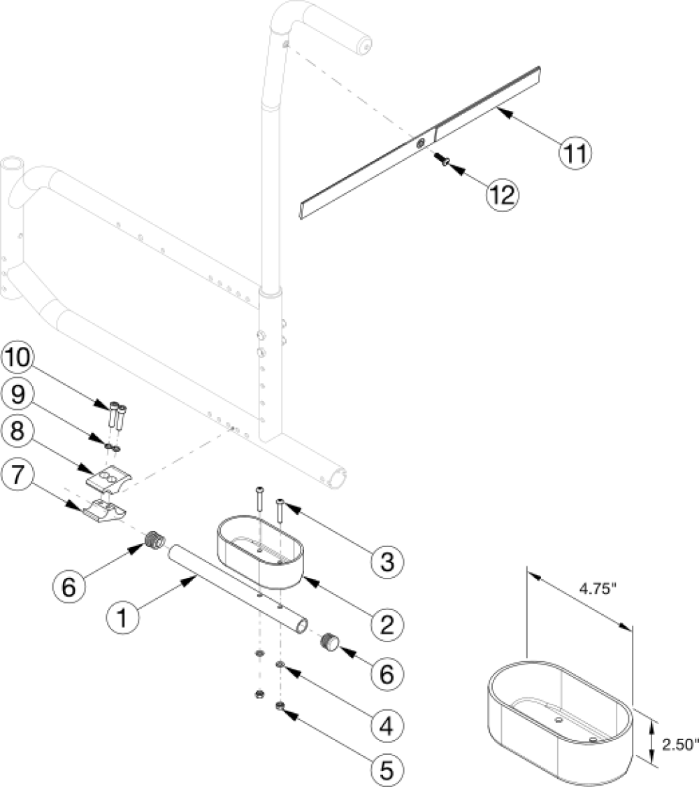 Catalyst E Cane And Crutch Holder parts diagram