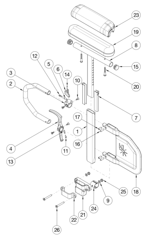 Focus Cr Armrests - Height Adjustable Tall T-arm parts diagram