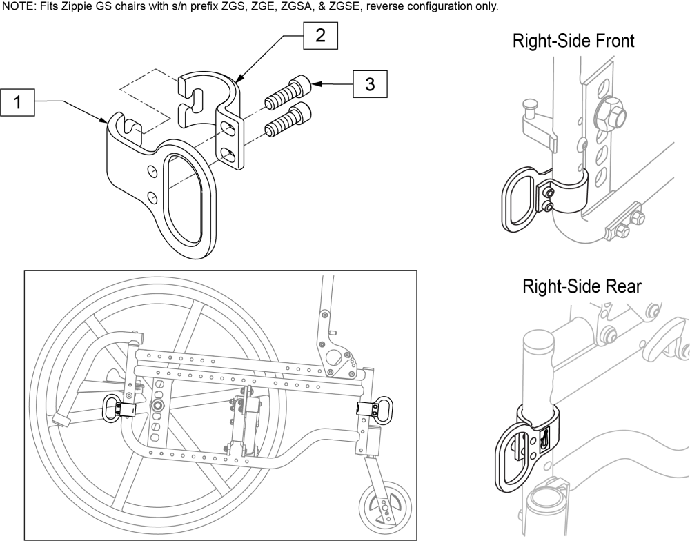 Transit Kit Zippie Gs (reverse Configuration) parts diagram