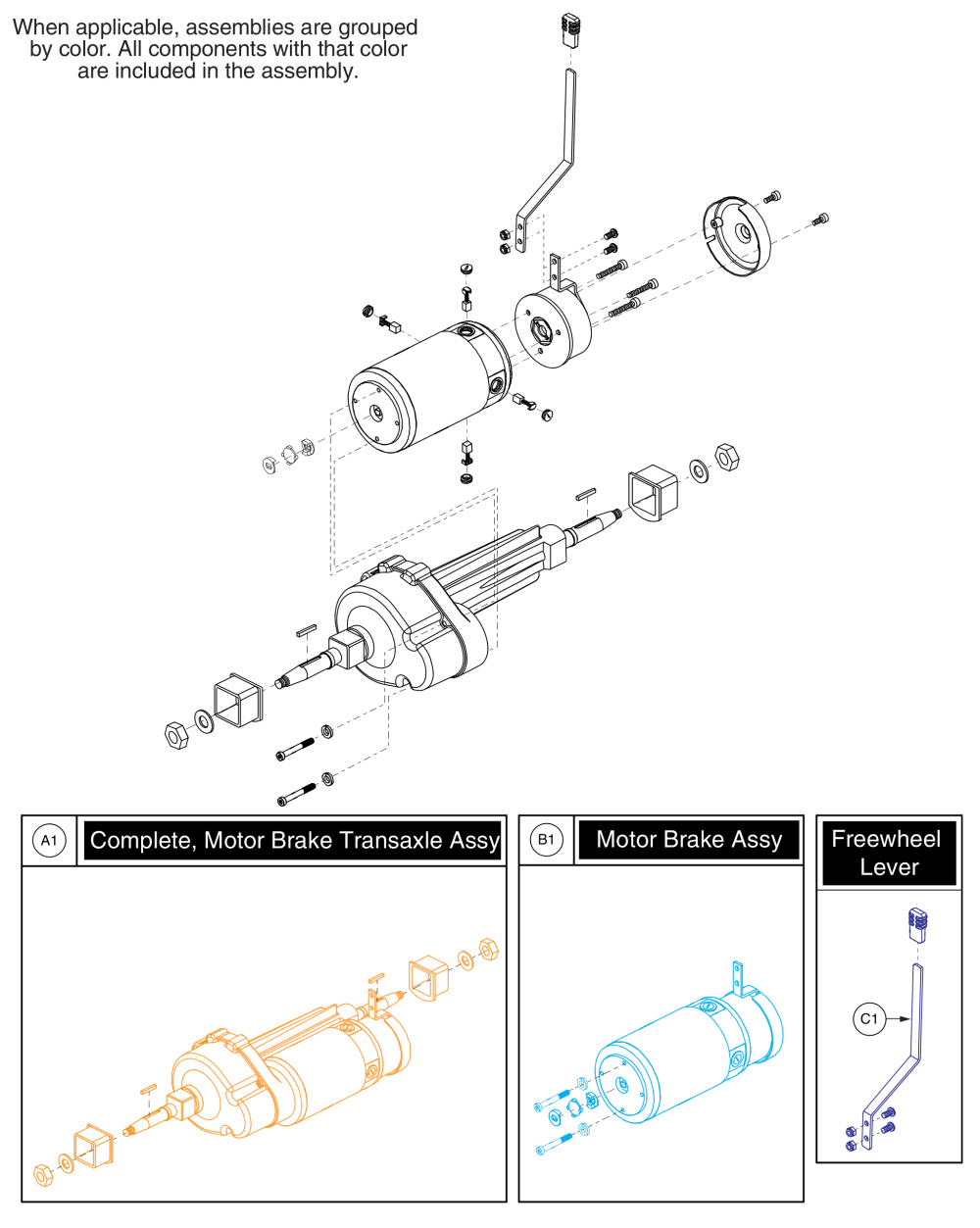 Transaxle/motor/brake Assy, Pursuit, S713 parts diagram