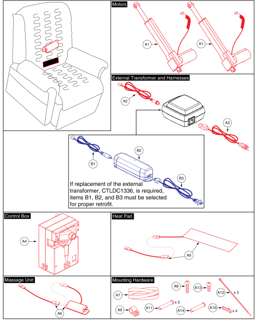 Standard Heat/massage parts diagram