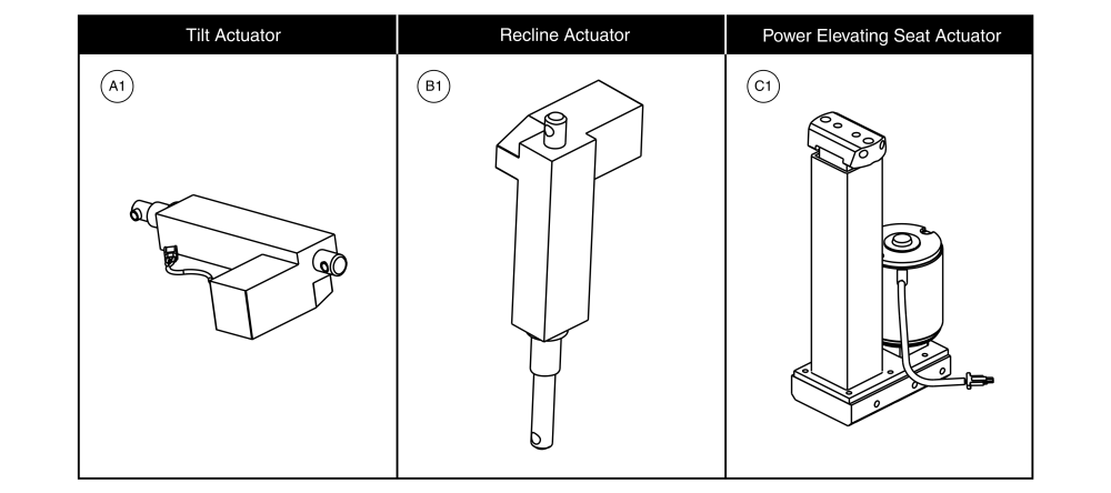 Tb2 Tilt, Recline, And Power Elevating Seat Actuators parts diagram