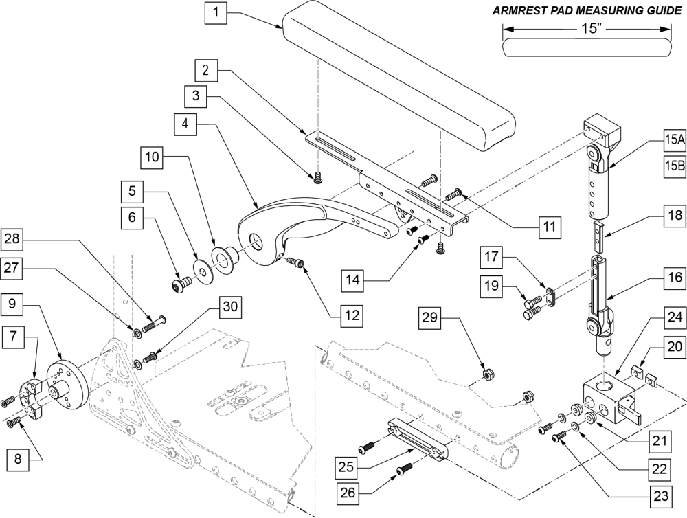 Cantilever Armrest - Standard parts diagram