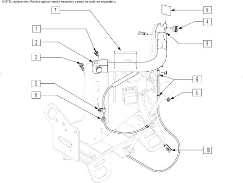 Replacement Handle/cable Assembly Tilt & Tilt/recline parts diagram