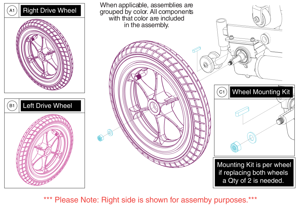 Drive Wheel Assy, Jazzy Passport / I-go+ parts diagram