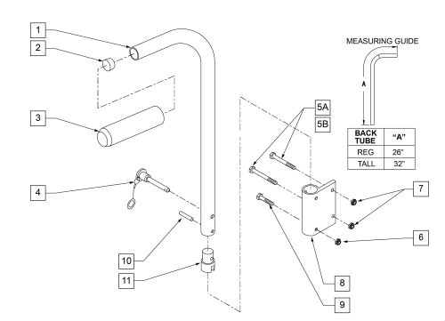 Removable Stroller Handle parts diagram