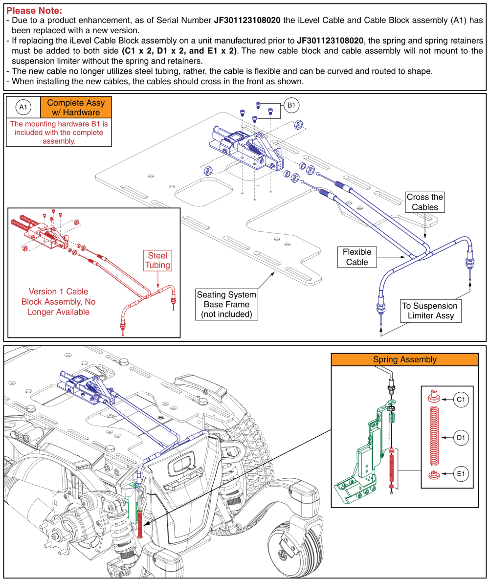 Ilevel Cable & Mounting Block Assy, Stretto, Tb3 parts diagram