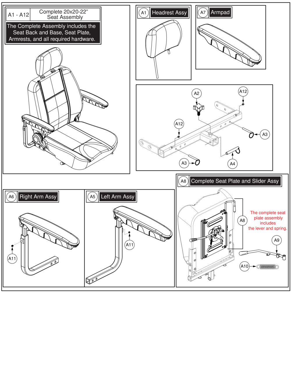 High Back Captain Seat 22x20-22